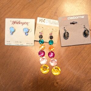 3 Pairs Of Earrings Dangle & Post Earrings